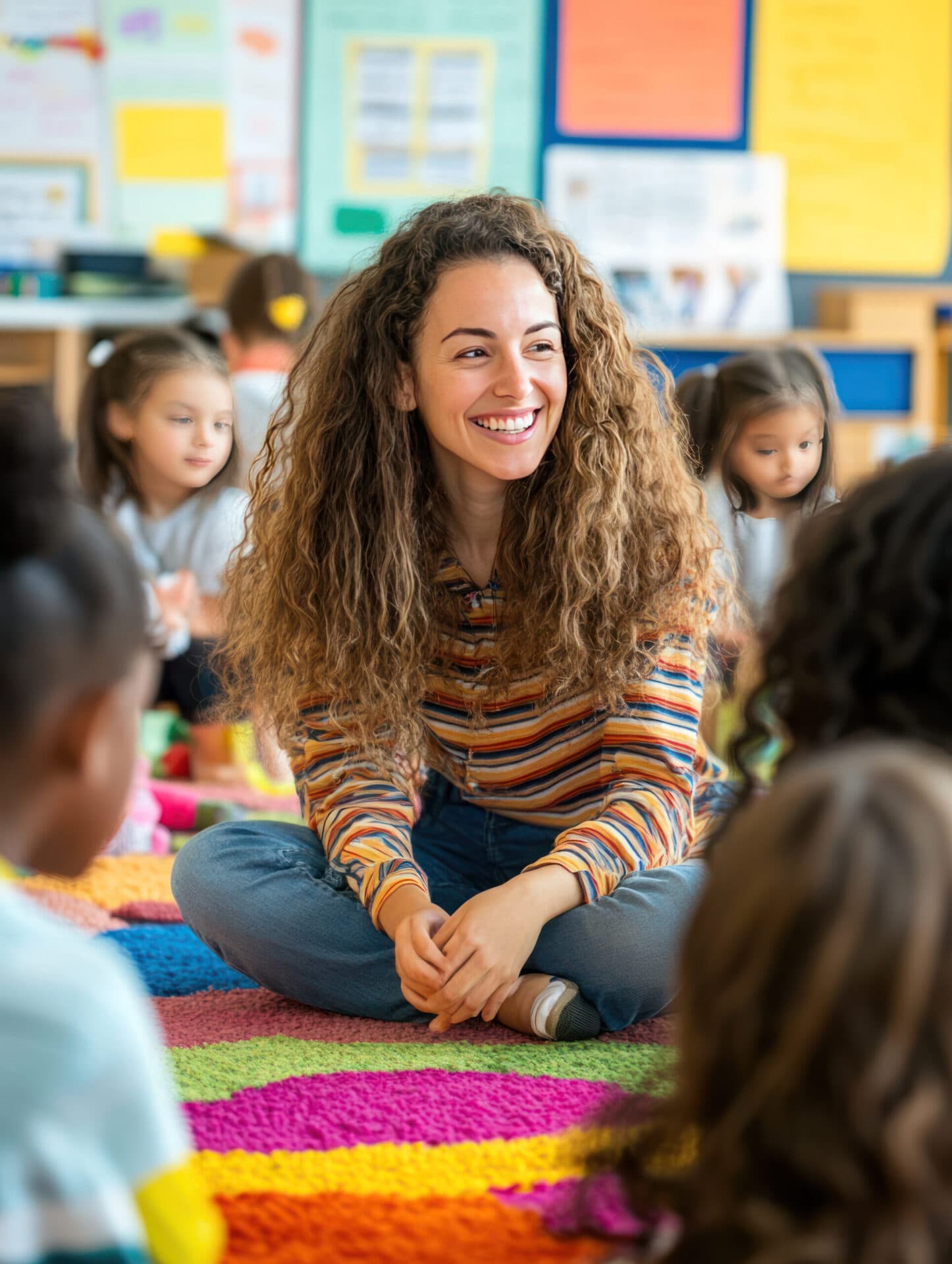 A Creative Playrooms teacher with children in the classroom